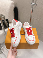 LV Trainer Sneaker White Mix Red Cowhide Suede 610805