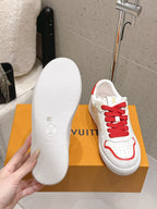 LV Trainer Sneaker White Mix Red Cowhide Suede 610805