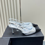 slingbacks 65 silver metalic black calfskin