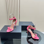 ALAIA HIGH HEEL SANDAL 10 CM IN ROSE PINK SUEDE