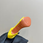 ALAIA HIGH HEEL SANDAL 10 CM IN BRIGHT YELLOW SUEDE