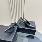 SL TRAPEZE SLINGBACK PUMP BLACK CALFSKIN