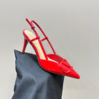 VLOGO SIGNATURUE CHERRY RED PATENT LEATHER SLINGBACK PUMP 80MM