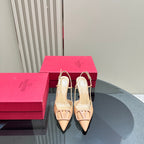 VLOGO SIGNATURE MACAROON TAN PATENT LEATHER SLINGBACK PUMP 80MM