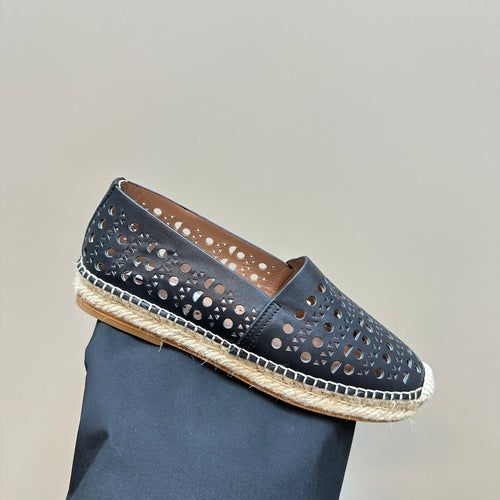 Alaila Vienne Espadrilles In Black Cowhide 946262