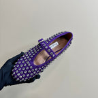 Alaia Strass Suede Ballet Flats In Purple 999326