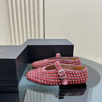 Alaia Strass Suede Ballet Flats In Red Purple 999328