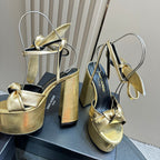 BIANCA PLATFORM SANDALS IN GOLD LAMBSKIN