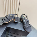 CC 25 Sandal Heels Black Sheepskin 239417