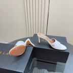 Alaia 2025 Oeillets Embellished Leather Sandals White Lambskin 299667