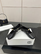 Loewe 25 Pebble Ballet Flats Black Calfskin
