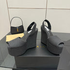 ALAIA platform sandal black sheepskin 389631