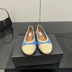 Alaia 2025 Ballet Flat Beige Blue Raffia 433752