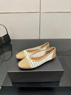 Alaia 2025 Ballet Flat Beige White Raffia 433755