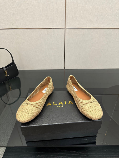 Alaia 2025 Ballet Flat Beige Raffia 433756