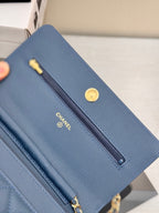 WOC 19CM BLUE JEAN CAVIAR GOLD HARDWARE
