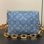 coussin bb 21 blue denim gold hardware