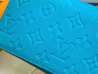 LV × TM Zipper Wallet Blue Gold Leather 329915