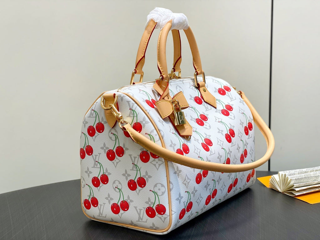 LV x TM Speedy Soft Bandoulière 30 Grey Monogram Cherry Canvas