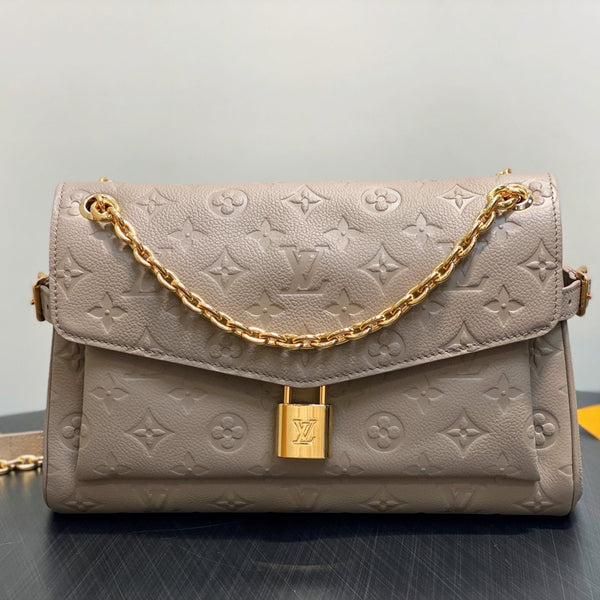 LV Anytime Flap Bag 29.5cm Dark Beige Calfskin