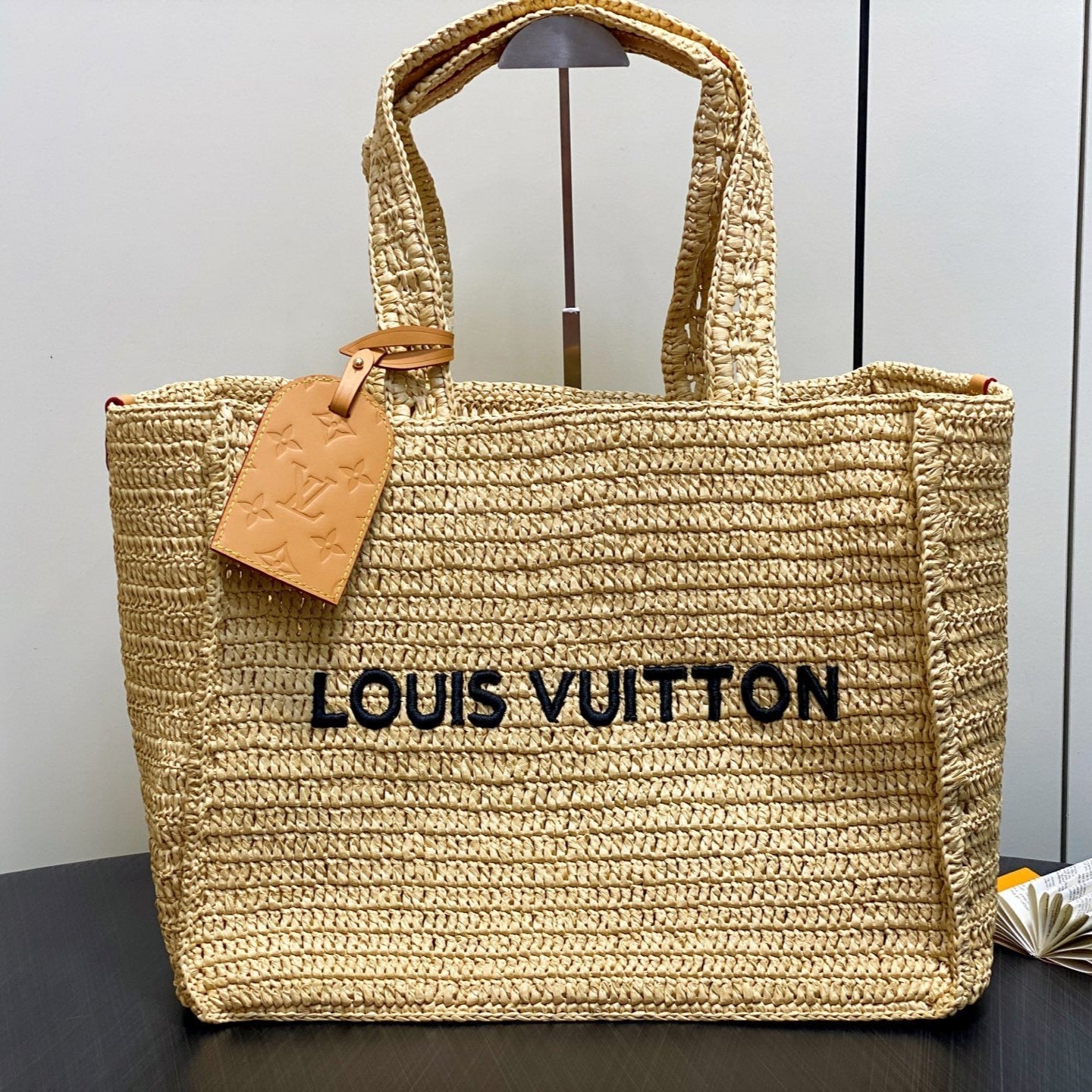 LV Summer Shopper Tote MM 44cm Beige Raffia