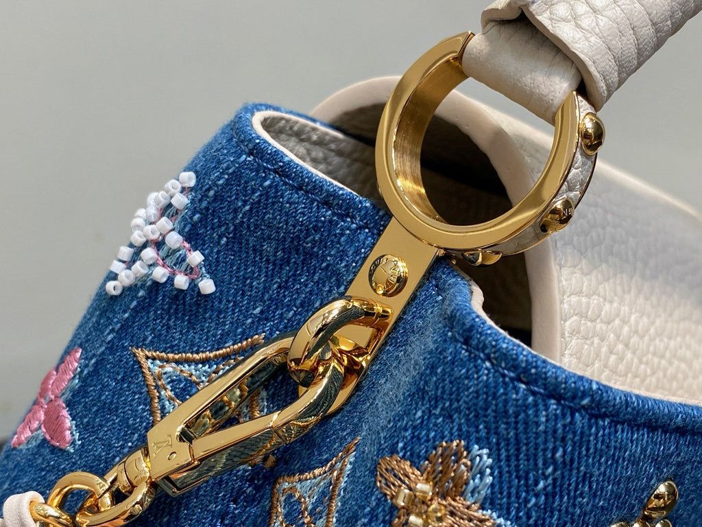 LV Capucines 21cm Bag Blue mix Colors Denim Leather 338217