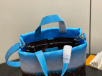 LV 2025 Blue Gradient Square Tote Shopping Bag Cowhide 343985