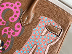 BIRKIN 25 BAG IN CHOCOLATE BROWN CALFSKIN WITH COLORFUL STICKER (MADE - TO - ODER)