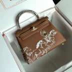 BIRKIN 25 BAG IN CHOCOLATE BROWN CALFSKIN WITH WHITE STICKER (MADE - TO - ODER)