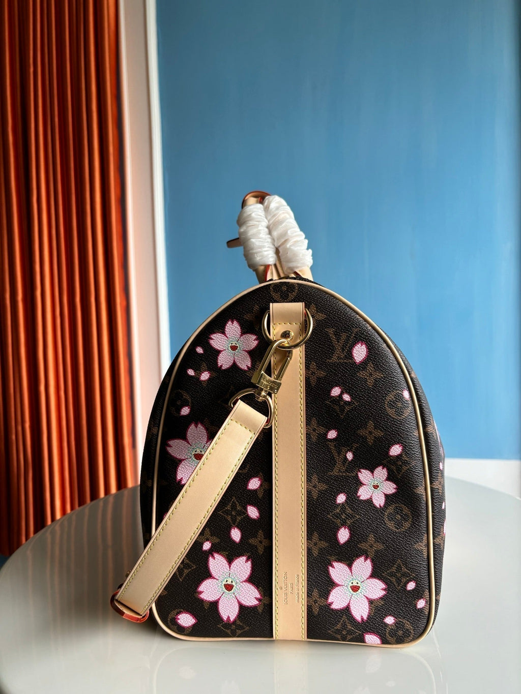 LV x TM Keepall Bandoulière 45cm Sakura Brown Monogram canvas