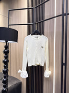 Miumiu 2025  Cardigan With Bow Cuff Cotton Wool