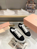 Miu Low Top Skateboard Shoes 50mm Black Canvas 456834