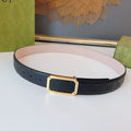 Gucci Signature Belt Gold Buckle 35mm Black Embossed Leather