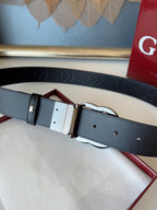 DOUBLE G MARMONT BLUNT COPPER BUCKLE 37MM BLACK EMBOSSED LEATHER