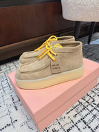 Miu Ankle Boots Light Brown Cow Suede