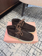 Miu Ankle Boots Chocolate Brown Cow Suede