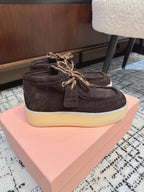 Miu Ankle Boots Chocolate Brown Cow Suede