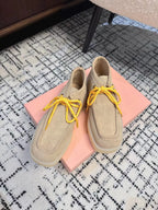 Miu Ankle Boots Beige Cow Suede