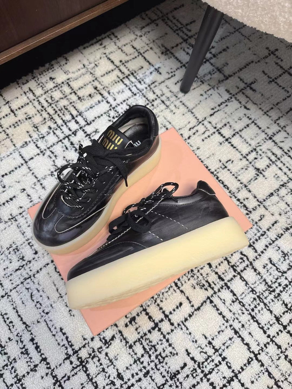 Miu Balance Sneakers Black Leather