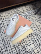 Miu Balance Sneakers  White Leather