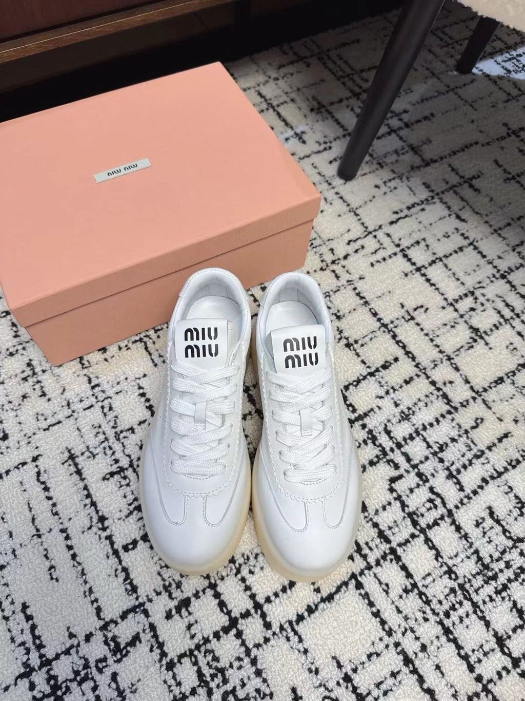 Miu Balance Sneakers  White Leather