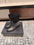 Chanel 25A Winter New Low Boots Black Cowhide 393516