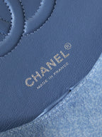 CC 24K Flap Bag 25cm Blue Denim Silver Hardware