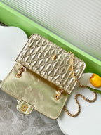CC 25C Flap Bag 25cm Gold Metalic Quilted Lambskin