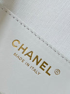 cc 25S Backpack 25cm White Mesh Calfskin