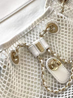cc 25S Backpack 31cm White Mesh Calfskin