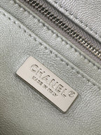 cc 25S Flap Bag 20cm Silver Raffia