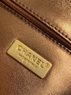cc 25S Flap Bag 21cm Brown Gold Sequin Calfskin