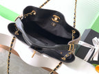 CC 25A Small Tote 36cm Grey Suede Black Calfskin