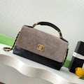 CC 25A Flap Bag 29cm Grey Suede Black Calfskin